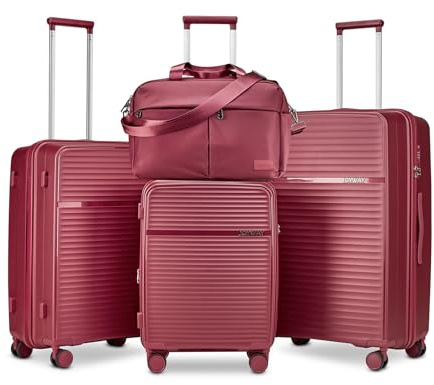 Joyway Juego de 4 Maletas, Equipaje Set de Cabina Viaje, Ultraligero ABS Rígidas Giratorias de 360°, Trolley Maleta Expandibles con Cerradura TSA Incluidas 1 Bolsa Impermeable
