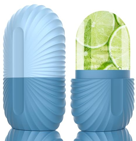 Geepen Ice Roller, Reutilizable Ojo Masaje con hielo Belleza facial Cuidado de la piel Compresa de hielo Reduce los poros, Ayuda a Reducir Los Poros, Aliviar el Dolor, Masaje, Azul