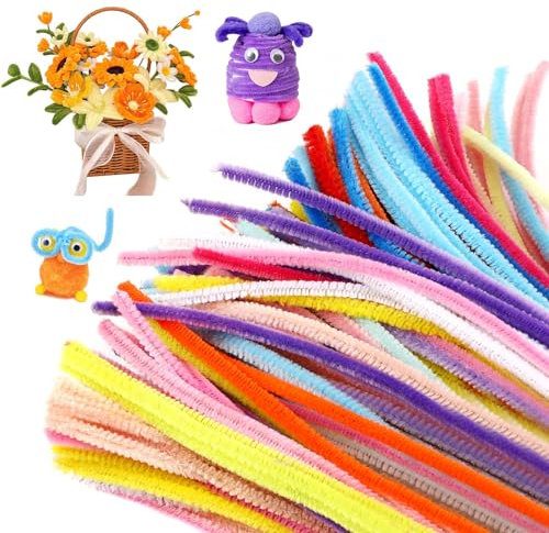 Kasanni Pfeifenreiniger, 400 Stück Pfeifenputzer zum Basteln, 30cm Pfeifenreiniger Bunt zum Basteln, Chenilledraht Pompons, für Kinder Zum Basteln und Dekorieren, Weihnachten