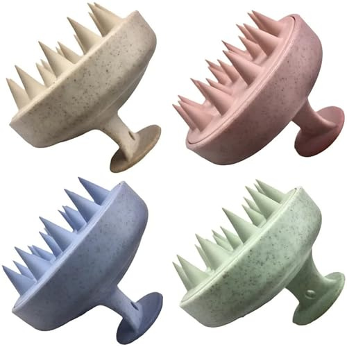 INVODA 4PCS Scalp Massage Brushes Ultra-Soft Silicone Shampoo Brushes for Deep Cleaning & Relaxation – Gentle Hair Care for All Hair Types (Men, Women, Pets) Ergonomic Shower Brush Set