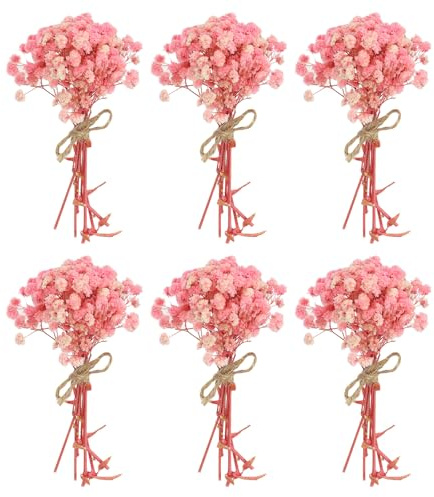 PATIKIL 6 st minibukett torkade blommor boho rosa blommig dekoration