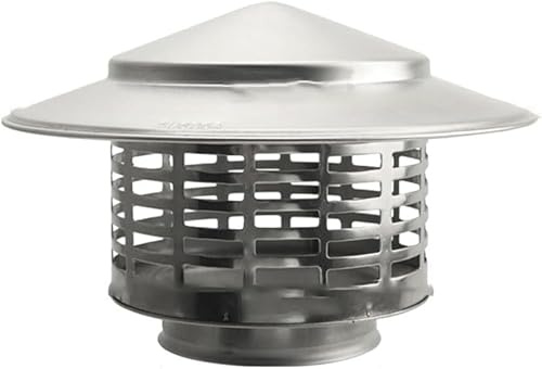 Daaxing Silver Stainless Steel Flue Pipe Cover Cap,Thickened Chimney Cowl Bird Guard,Exhaust Tube End, Rain Snow Hat, Mesh Protector,Vent Top (75MM)