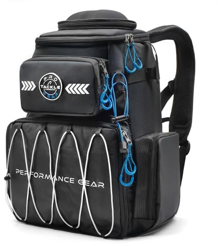 Pro Tackle STRIKE Bagpack – Robuster Angler Rucksack aus 420D Oxford Nylon, 2 Hauptfächer, Fronttasche, Seitentaschen, Brillencase, für Outdoor & Angeln – Schwarz