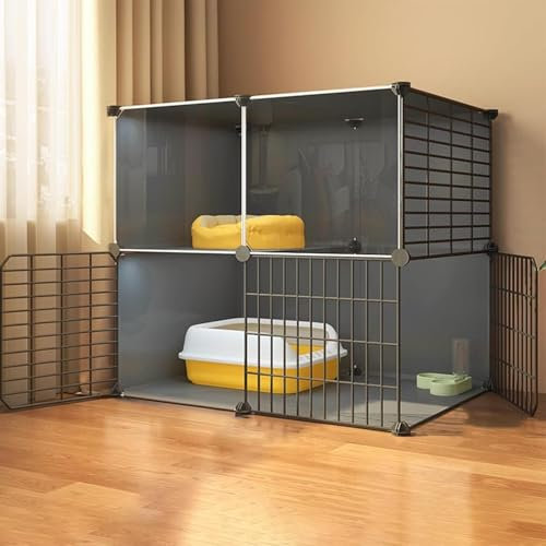 Käfig Für Katzen, Großer Katzenkäfig, Katzenzwinger Laufstall, Mit Rädern, 2 Türen, Katzenkäfig Laufstall, Zusammenklappbarer Käfig Indoor Outdoor, 75 * 39 * 73 cm