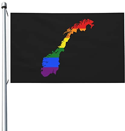 Bandera LGBT de Noruega para exteriores, 90 x 150 cm, de poliéster resistente de doble cara, ideal para el hogar, el patio, festivales, decoración de jardín al aire libre, banderas de bienvenida.