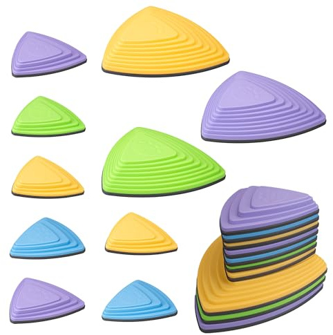 kryolla Kids Balance Stepping Stones Multicolor Triangular 10PCS Non-Slip Toddler Stepping Stones for Balance Coordination Ages 3-8 Years