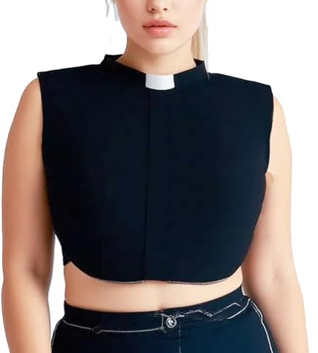YIZHONG Clergy Collar Cotton Shirt Men Women Black M-XXL