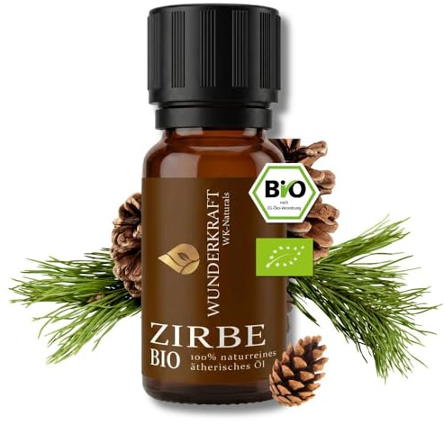 Huile essentielle de pin cembro bio pure, 100 % naturelle, convient comme parfum d'ambiance, huile de massage et lampe parfumée, idéale pour la garde-robe, 10 ml