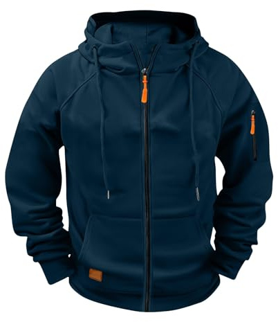 Generico Felpa Uomo con Zip, Felpa Uomo con Cappuccio Autunno e Inverno Tinta Unita Leggera e Funzionale Maglia Semplice Elegante Classici Casual Pullover Sportiva Hoodie