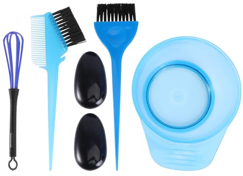 Cabilock Kit Reutilizable y Lavable de 5 Piezas en Plástico Azul para Teñir el Cabello y Cubre Oídos Cepillo, Cuenco Adecuado para Salón y Uso DIY
