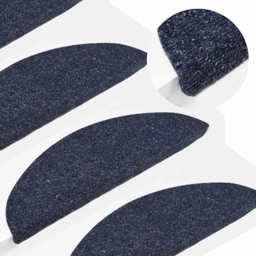 LoogCape Självhäftande trappmattor 15 st blå nålfilt 56 x 17 x 3 cm trappskydd för halkfritt skydd, tyst stegdämpning inuti