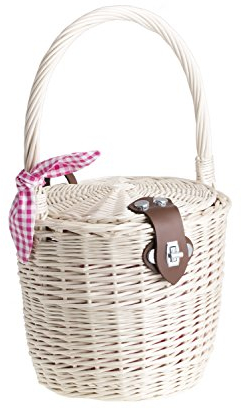 e-wicker24 Korgväska i beige, flätad väska av vide, damväska i vide, pilväska, axelväska av vide, strandväska