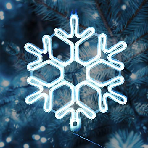 SALCAR 40cm Schneeflocken Deko Weihnachten, LED Schneeflocke Beleuchtet Fenster Tür, Weihnachtsdeko Innen Aussen Neonlicht XL, Kaltweiß