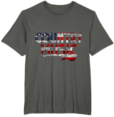 Country Musik Retro Vintage Gitarre Amerikanische Flagge T-Shirt