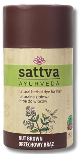 Sattva Ayurveda Natürliche Haarfarbe - Henna Haarfarbe für Allergiker - Bio Pflanzenhaarfarbe für Naturhaarfarbe, Volumen und Glanz - Doppelte Portion- ECOCERT (Nut Brown, 150)