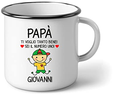 bubbleshirt Tazza in alluminio Papà PERSONALIZZABILE Maschietto Festa del Papà Ti voglio tanto bene! Sei il numero uno! Regalo Papà