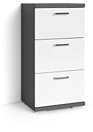 byLIVING Bad-Seitenschrank Nebraska, 2 Schubladen, B 35,5, H 74, T 31,5 cm | Anthrazit matt, Hochglanz Weiß