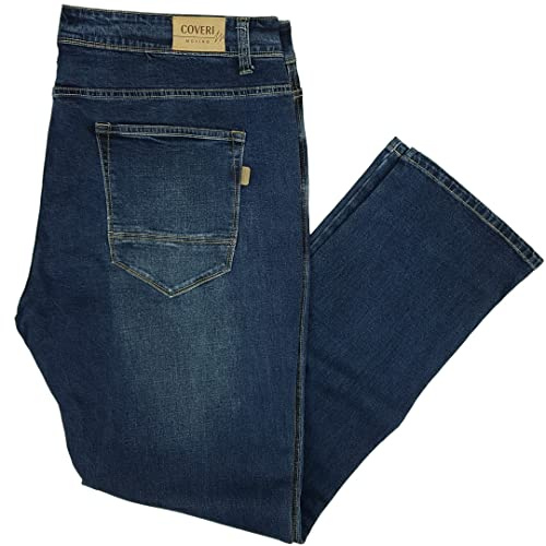 Coveri Jeans Uomo 5 Tasche Elasticizzati Taglie Forti Sportivi 60 62 64 66 (58 - Denim)