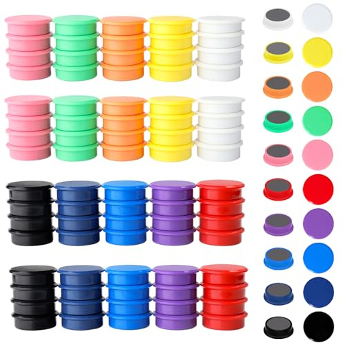 ZDZBLX Fridge Magnets, Heavy Duty Strong Refrigerator Magnets for Whiteboard Locker, 100 Pack Decorative Round Magnets in 10 Colors, Cute Colored Magnet for Fridge, Office, Kitchen, Classroom, Home