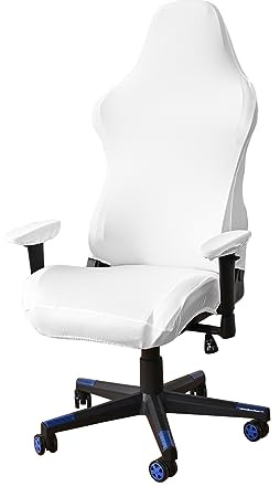 DEZYPZAM Funda para Silla de Juego, para Oficina, Juegos, Sillas de Ordenador, Funda Silla Gaming Elástica, Fundas elásticas para Silla de Juego Racing (Blanco)