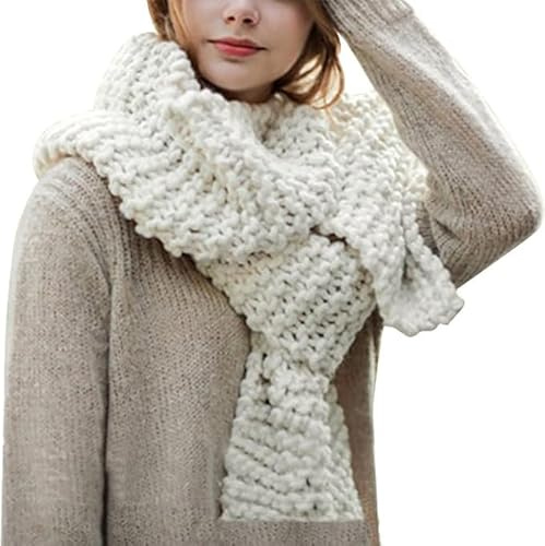 Damen Strickschal Lang XXL Warme Grobstrick Schal Oversize Winterschal, 190 x 32cm
