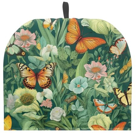 SCRAWLGOD Green Floral Print Tea Cosy for Teapot Coffee Pot Cozy Cover Breakfast Warmer Fashionable Coffee Pot Cover with Top Handle Kitchen & Dining Home Decor