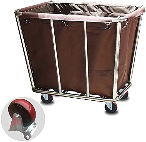 Regal bewegliche Trolleys Abnehmbare Taschen mit Wäschesammler Leinenwagen Hotelsortierer Edelstahl Wäschebehälter 120 kg Tragkraft/Blau, EFVBN, Braun