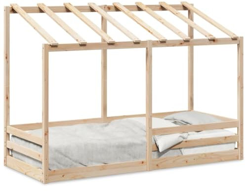CIADAZ Kinderbett mit Dach 90x190 cm Massivholz Kiefer, Bett, Jugendbett, Schlafzimmer Bett, Bed Frame - 847006