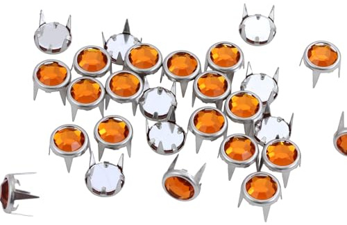 9mm Orange Hyacinth CH08 Bedazzler Refills Rhinestones Preset Gemagic Studs Nailheads in Rims For Garment Embelishments Leatherwork DIY Crafts Decorate Shoes, Belts, Tee Size 40-50 Pieces