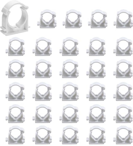 RHQFDM 30 Pcs PPR Tubo Morsetti 20 mm Tubo Clip Bianco Plastica Acqua Fissi Clip Universale Singolo Tubo Clip Fascetta Stringitubo Singola a Scatto Per il Fissaggio di Tubi in Cucine,Bagni e Piscine