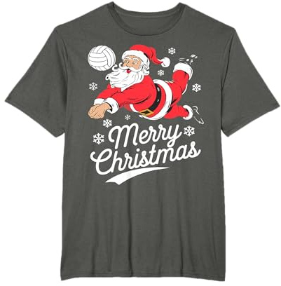 Babbo Natale Giocare Pallavolo Natale Pigiama Cool Sport X-Mas Maglietta