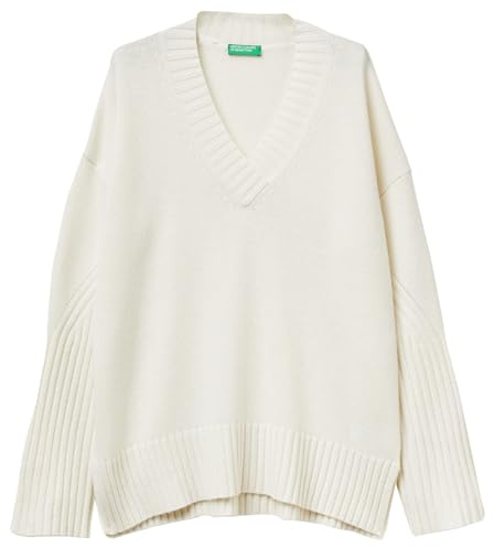 United Colors of Benetton Jersey Cuello V M/L, Color Blanco., M