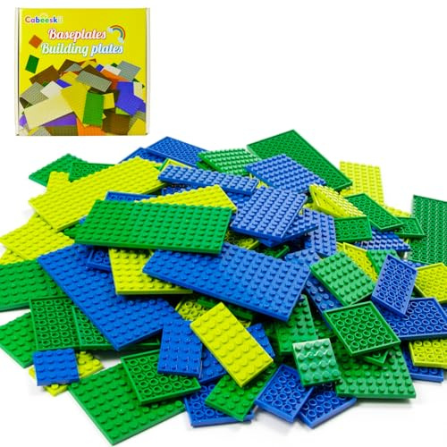 Plaque de Construction Classique 130 pièces, 3 Couleurs avec Plaque de Base de Plaque de Construction de 11 Tailles, Compatible avec Les pièces et pièces Lego, Briques de Construction