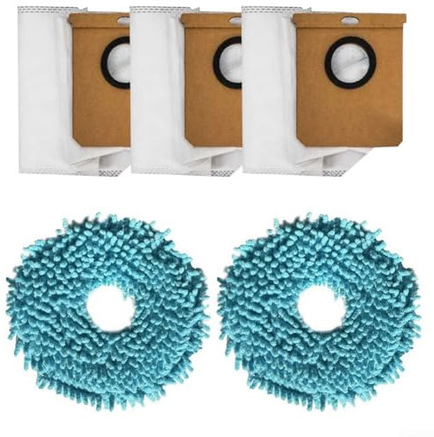 Donkivvy Accessoires de rechange pour aspirateurs robot Conga 9590 9990 10090 AI Spin Revolution/Ultra Power Home, comprend 2 chiffons à franges et 3 sacs à poussière