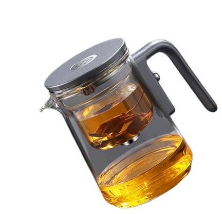 Teapot, Magic Teapot, Glass Teapot with Wooden Handle, Magic Tea Kettle with Water Separation and Strainer Insert for Loose Leaves and Teas, Press Control, Gift for Tea Maker