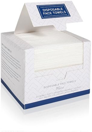LEKOCH Toallitas Desechables Biodegradables para la Cara 50 Unidades. Toallas Faciales Extra Grandes, Gruesas y Ultra Suaves para Piel Sensible 26*30 cm