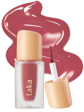 LAKA Fruity Glam Lip Tint Mini, brillante y de larga duración, hidratante y ligera, vegana, K-Beauty​ (122 Rosy Rose)