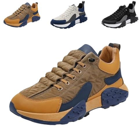 Kuisoe Chaussures de sport orthopédiques pour homme avec coussin d'air, imperméables et respirantes, semelle intérieure antidérapante pour un maintien et un confort optimaux, marron, 46 EU