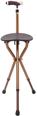 meiliwmlo Folding Cane With Seat Height Adjustable Walking Stick Seat Aluminium Walking Chair Stool Tripod Stool With 3 Spare Foot Pads Capacity 150KG for walking grocery shopping and queuing