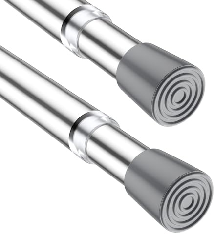 Asta telescopica per tende senza foratura, 80-150 cm, asta telescopica per tende, asta per doccia, colore: argento