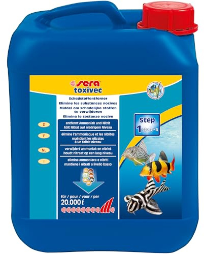 sera toxivec 5000 ml | Aquarium Wasseraufbereiter für Notsituationen | Neutralisiert Ammoniak & Nitrit | Aquarium Zubehör | Sofort-Hilfe gegen giftige Stoffe für klare Wasserwerte
