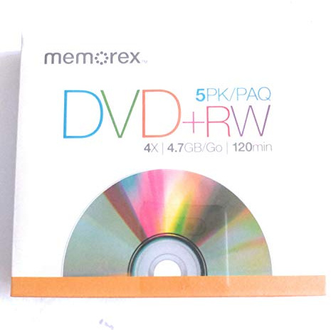 Memorex DVD+RW Discs, 4.7GB, 5/Pack