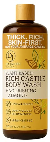 DR.JACOBS NATURALS Dr. Jacobs Naturals Pure Castile Liquid Soap - Natural Face and Body Wash, Almond Honey 32 oz.