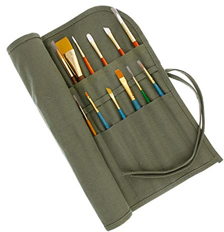 US Art Supply Deluxe Canvas Art Brush Roll-Up Bag