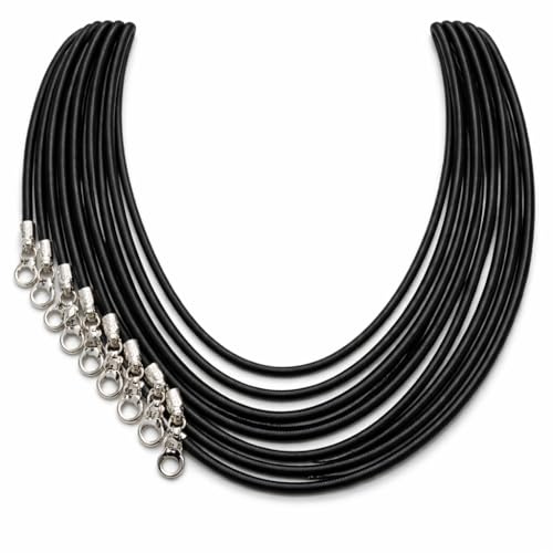Perlin 10 Stück Halsband Schwarz Baumwollkordel Geflochten 43 cm mit Karabinerverschluss Verlängerungskette Halskette Band für Anhänger Schmuck DIY Damen Herren