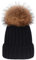 EXQULEG Warm Mütze, Echtfellbommel Pudelmütze,Winter-Mütze Bommelmütze Pelzbommel Waschbär Raccoon Pelz (Schwarz)…