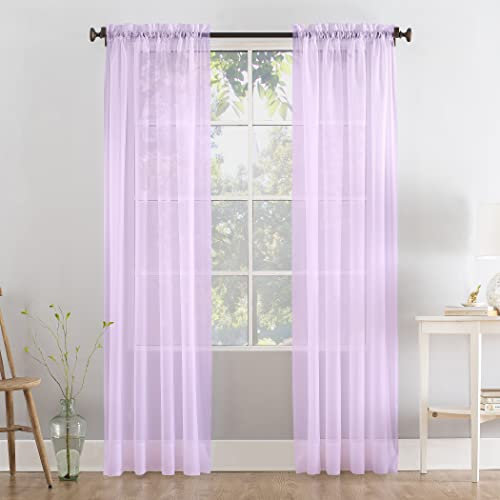 Megachest a pair of slot top voile curtains (Lilac, 56 wideX90 drop 2 Panels)