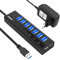 Hub USB 3.0 Alimenté, Zamus 7 Ports USB 3.0 Splitter + 1 Ports Charge Intelligente Multiprise avec des commutateurs et des LEDs d'alimentation individuels et 5V/3A Adaptateur