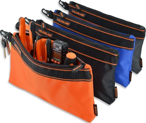 WELKINLAND 4er-Pack Kleine Werkzeugtasche, Hochleistungs-Werkzeugtaschen, Elektrowerkzeug-Tasche, Werkzeugtaschen mit Clip, Kleine Tasche mit Reißverschluss