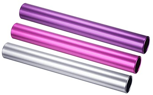 PATIKIL Relay Track Batons Set, 3 Pack Aluminum Alloy Tube Field Running Race Stick for Outdoor Athletics Sport Game Tool (Pink, Purple, Silver)